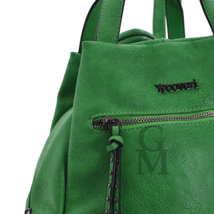 yyCOVERI zaino borsa donna pera verde nuovo TRASFORMABILE giornaliero 2in1 pelle