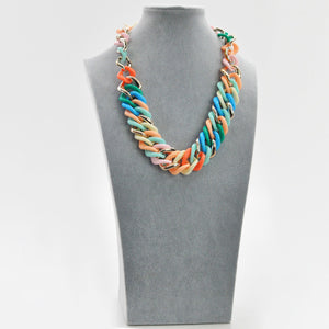 Collana donna girocollo anulli colorata multicolore resina donna elegante eventi
