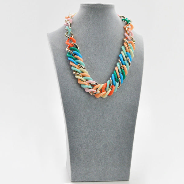 Collana donna girocollo anulli colorata multicolore resina donna elegante eventi
