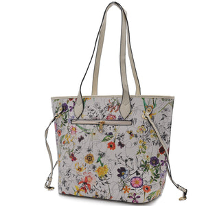 GM Borsa shopping nuova elegante casual beige passeggio fantasia fiori fiorata