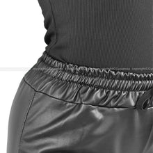 Carica l&#39;immagine nel visualizzatore di Gallery, Pantalone donna ecopelle elasticizzato nero felpato casual sportivo morbido