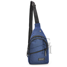 Carica l&#39;immagine nel visualizzatore di Gallery, Marsupio SPORT uomo petto monospalla tasche zip sportivo borsa tracolla blu nero