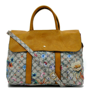 Gyoiamea borsa donna tracolla pelle capiente ufficio fiorata fiori ipad vintage