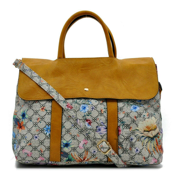 Gyoiamea borsa donna tracolla pelle capiente ufficio fiorata fiori ipad vintage