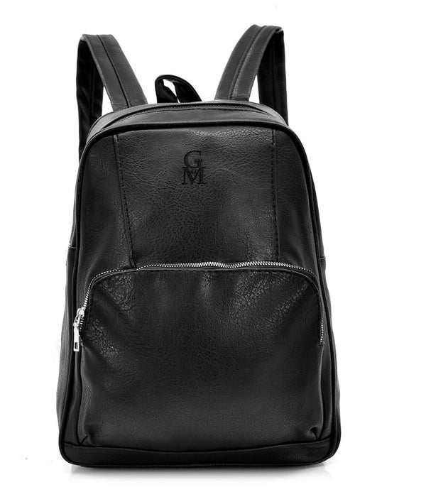 Zaino nero GM ufficio zip nuovo uomo donna classico tasche pelle sportivo lavoro