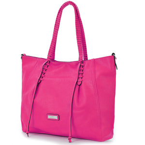 Borsa donna CHARRO fucsia arancione tracolla grande pelle spalla shopping nuova