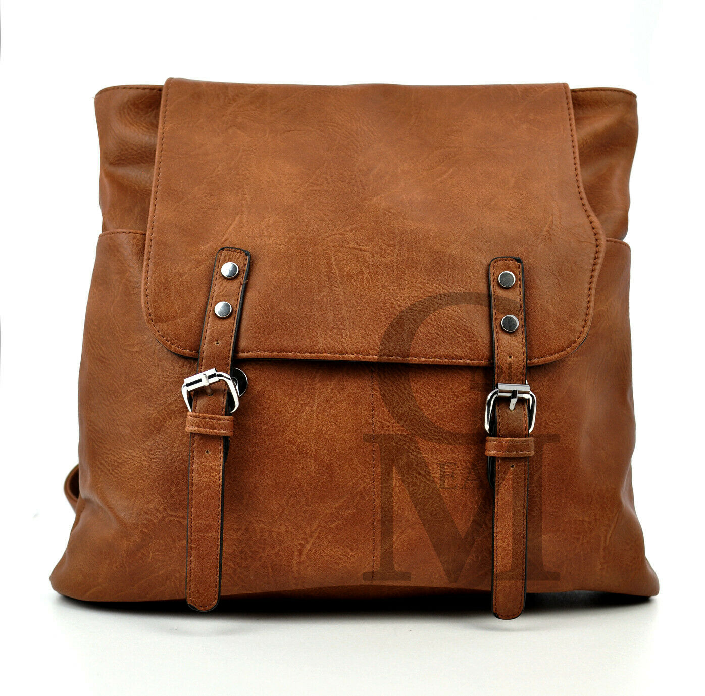 GM borsa zaino 2in1 donna fibbie vintage pelle cuoio scuola spalla tra