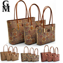 Carica l&#39;immagine nel visualizzatore di Gallery, GM set borsa 3 pezzi sughero colorato fiori shopping casual passeggio moda nuovo