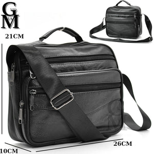 GM zip Borsello capiente uomo moda tracolla borsa grande vera pelle lavoro nero