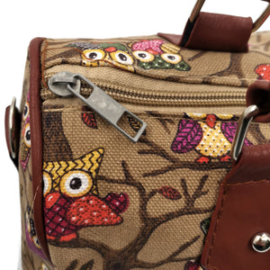 Borsa borsetta bauletto fantasia gufi donna particolare tracolla tela colorata