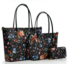 Carica l&#39;immagine nel visualizzatore di Gallery, Pack 3x1 borsa portafoglio gyoiamea fantasia fiori floreale donna pelle colorata