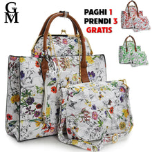 Carica l&#39;immagine nel visualizzatore di Gallery, Borsa GM Milano 4in1 set borsa borse fiori floreale fantasia moda rosa omaggio