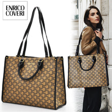 Carica l&#39;immagine nel visualizzatore di Gallery, Enrico COVERI borsa shopping logo elegante casual passeggio fantasia marrone new