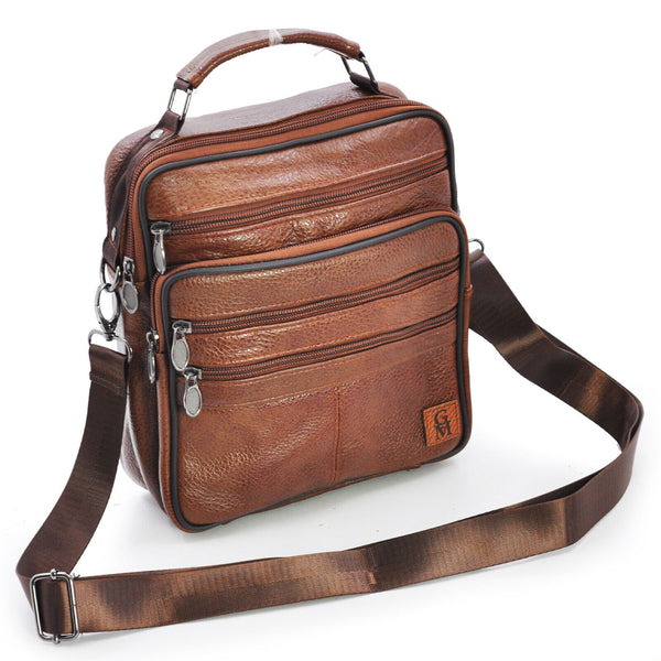 Borsello Uomo Tracolla tasche zip vera Pelle Lavoro Vintage Grande marrone nero