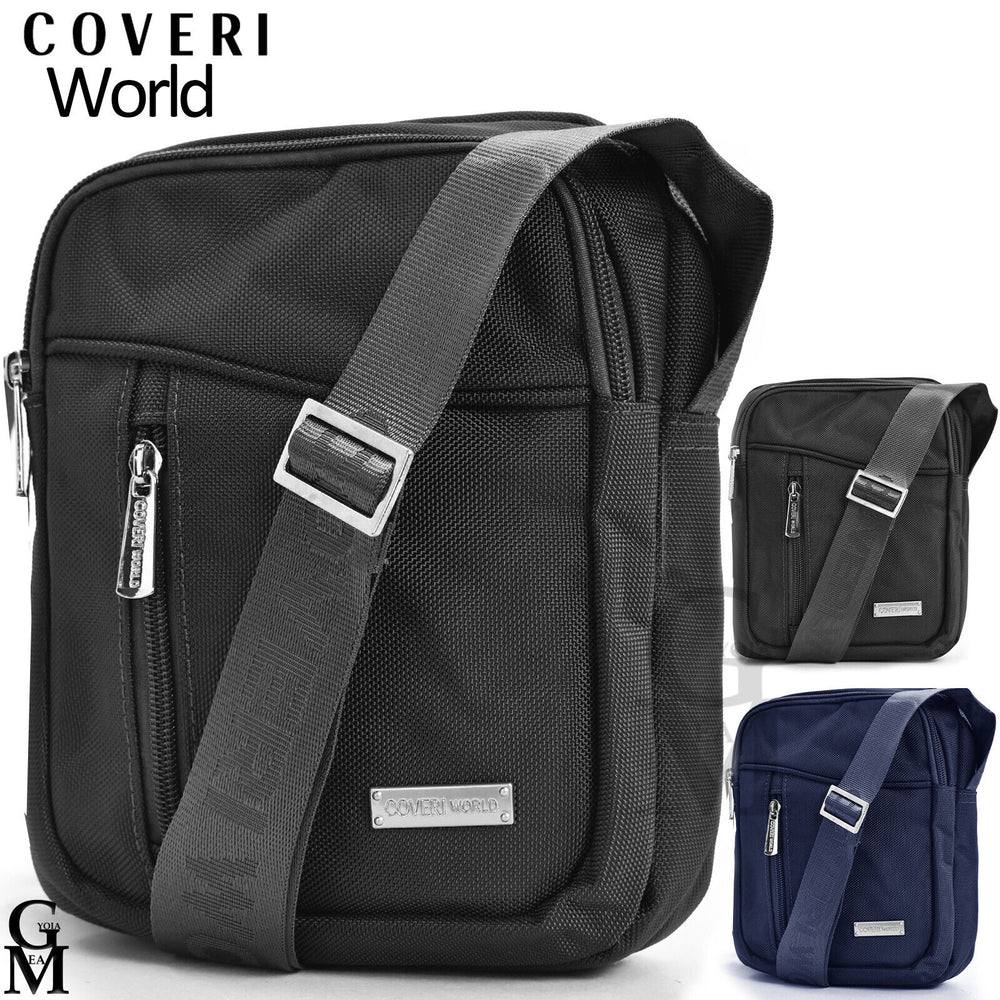 COVERI borsello uomo borsa tracolla nylon nero blu lavoro sport piccolo tessuto