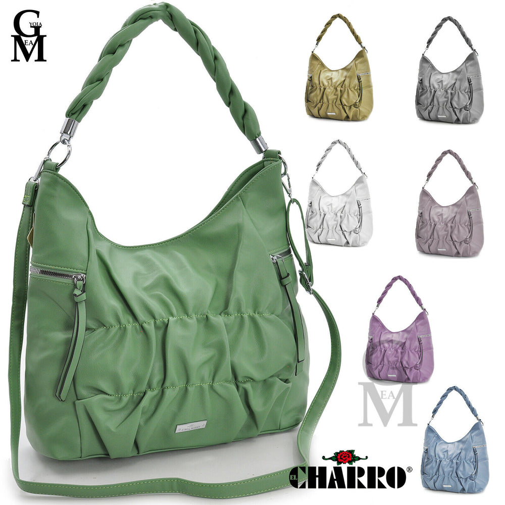 CHARRO Borsa hobo pelle morbida nuvola arricciata zip donna unica tinta spalla