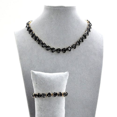 Parure Collana e bracciale girocollo cristalli pietre forma cuori gioiello nuovo