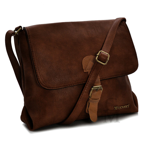 Borsa firmata COVERI uomo donna fibbie vintage pelle militare tracolla messenger