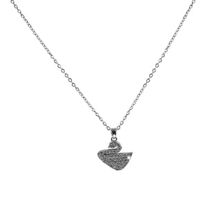 Collana ciondolo cigno fenicottero argento donna punto luce strass cerimonia