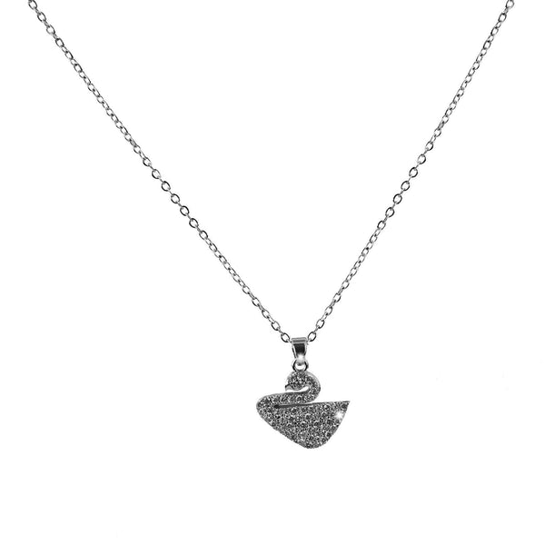 Collana ciondolo cigno fenicottero argento donna punto luce strass cerimonia