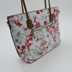 Borsa shopping moda grande GM donna grande spalla pelle fantasia fiori floreale