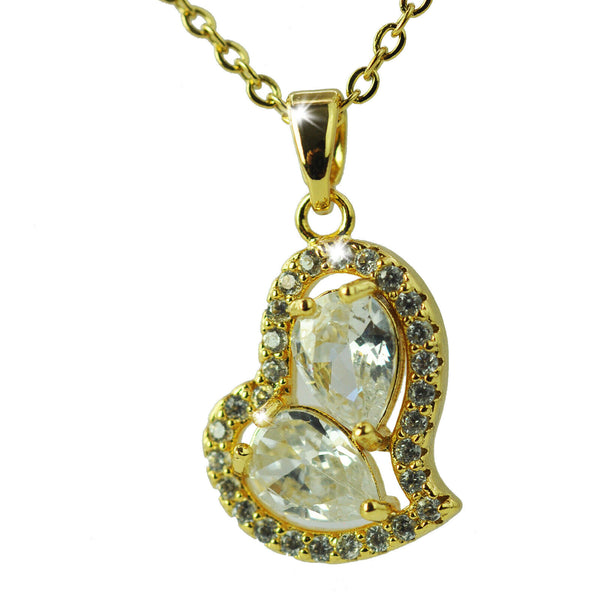 Collana catena oro donna punto luce strass incastonati ciondolo cuore cerimonia