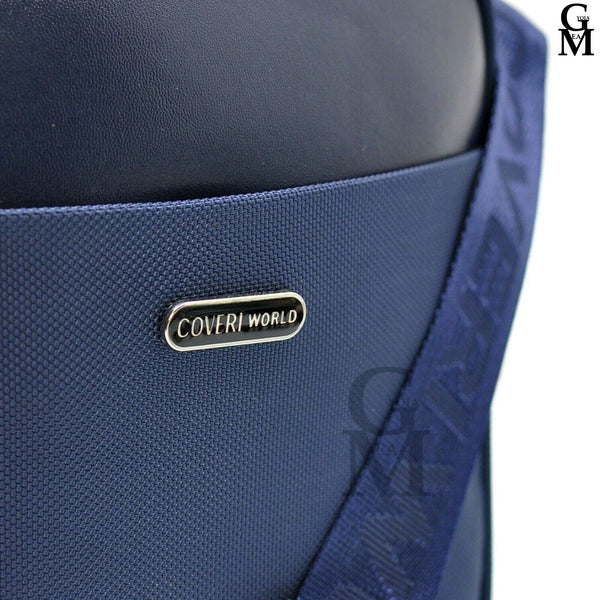 Borsello nylon capiente firmato COVERI nuovo vintage uomo sottile tracolla blu