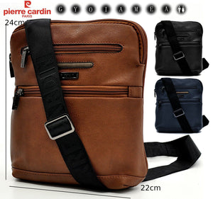 Tracolla Uomo Pierre Cardin Borsa Borsello in Pelle Nero Marrone slim sottile