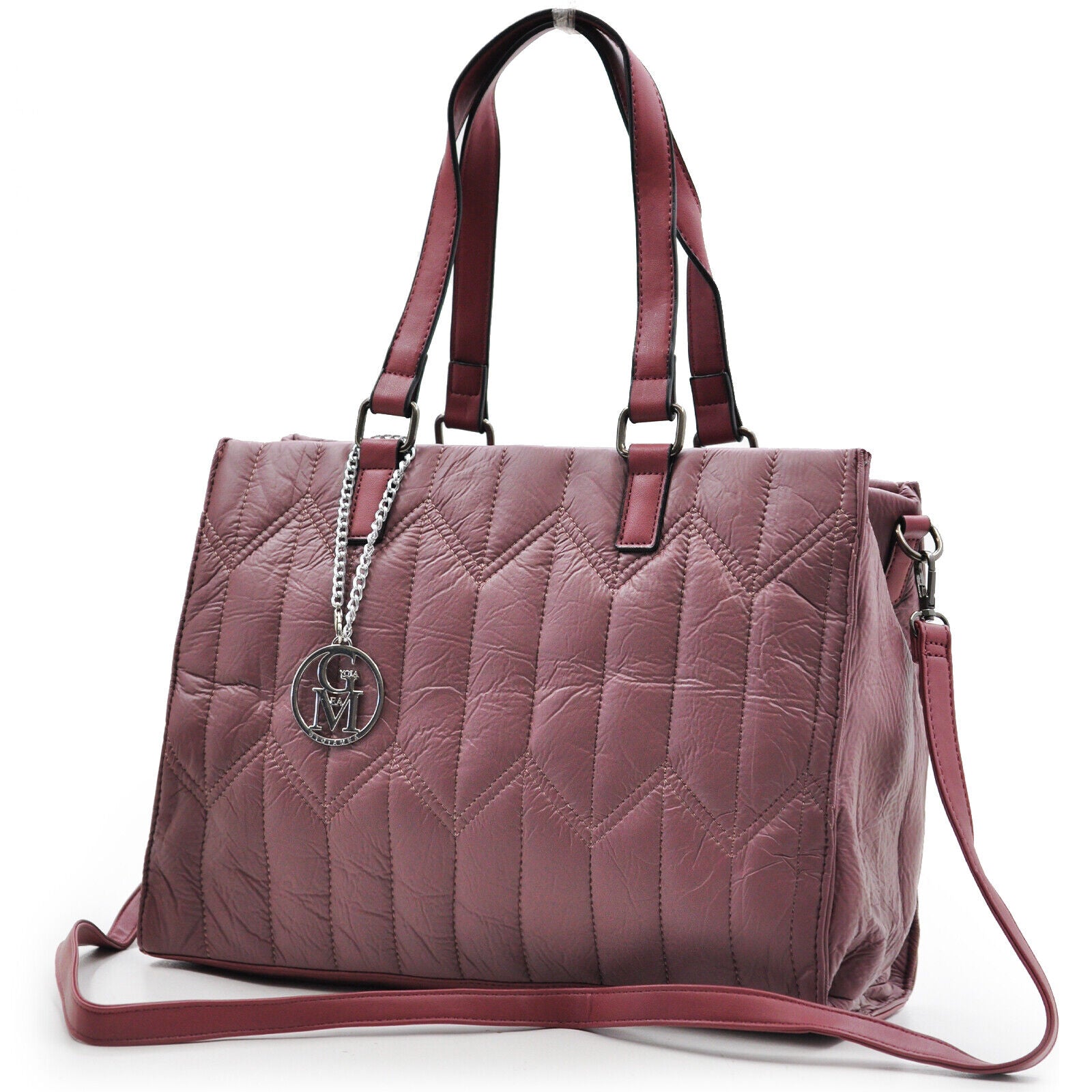 GM borsa donna ecopelle shopping pelle grande spalla grande morbida trapuntata