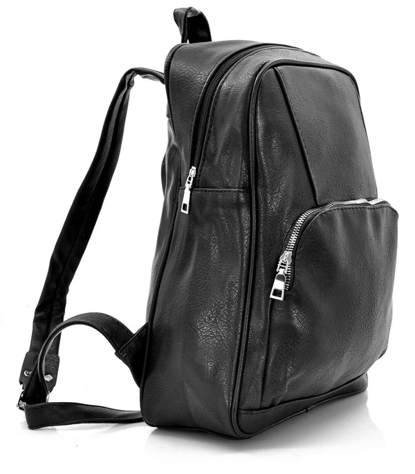 Zaino nero GM ufficio zip nuovo uomo donna classico tasche pelle sportivo lavoro