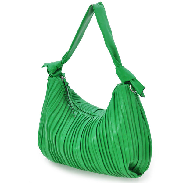 Borsa donna grande morbida verde Gyoiamea tracolla pelle plissettata sacco nuova