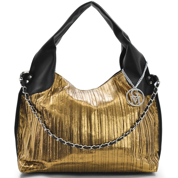 Borsa donna bronzo oro argento GM pelle morbida sacco spalla capiente hobo