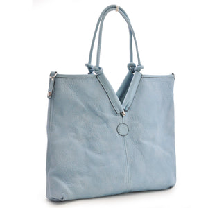 Borsa donna GM celeste azzurro grande pelle spalla shopping semplice capiente