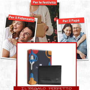 Vera pelle portafoglio uomo logo metallo grande classico comodo Renato Balestra