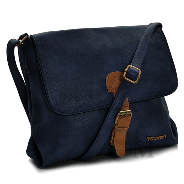 Borsa firmata COVERI uomo donna fibbie vintage pelle militare tracolla messenger