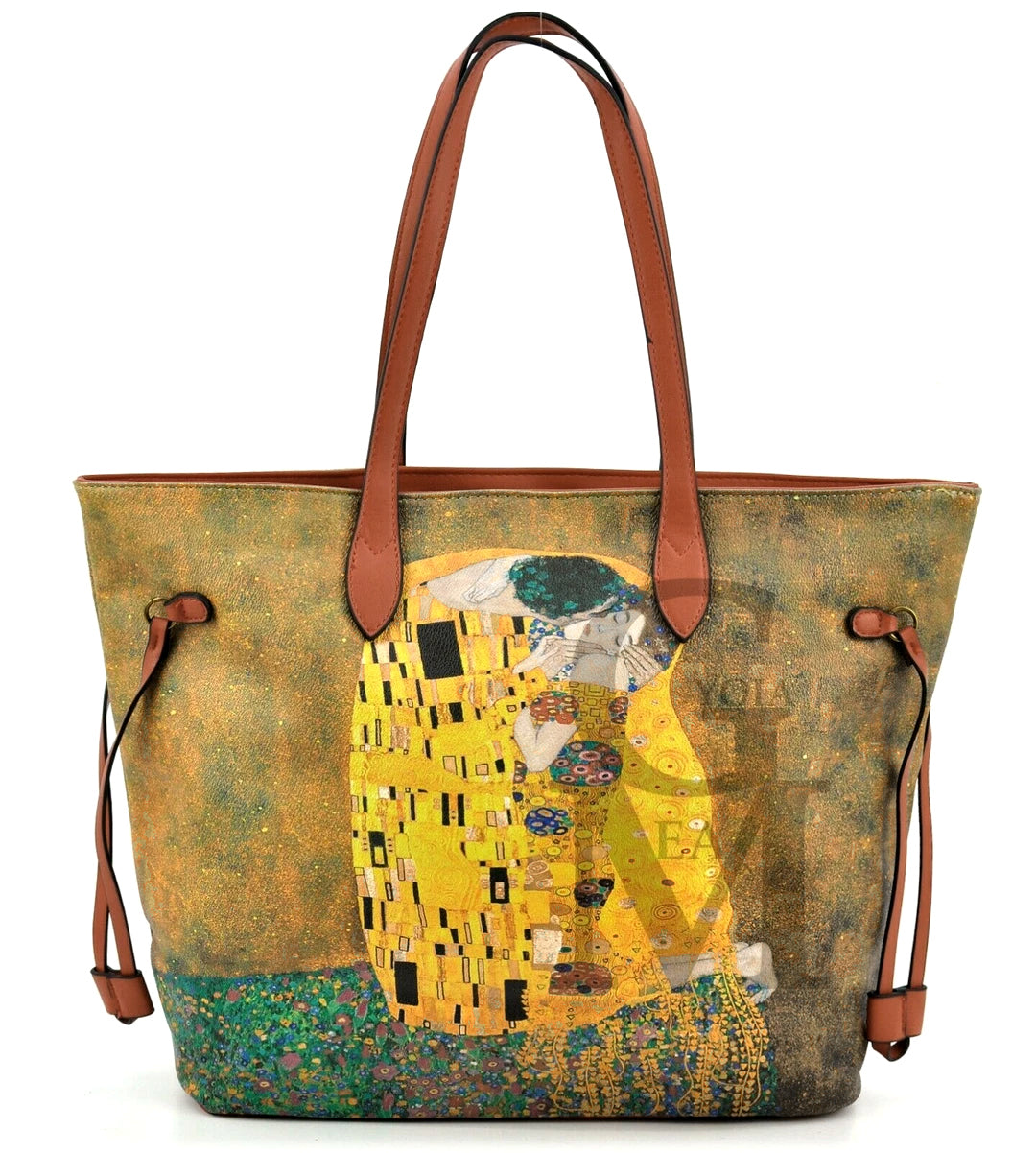 Gyoiamea borsa fantasia dipinto quadro bacio klimt donna pelle shopping spalla