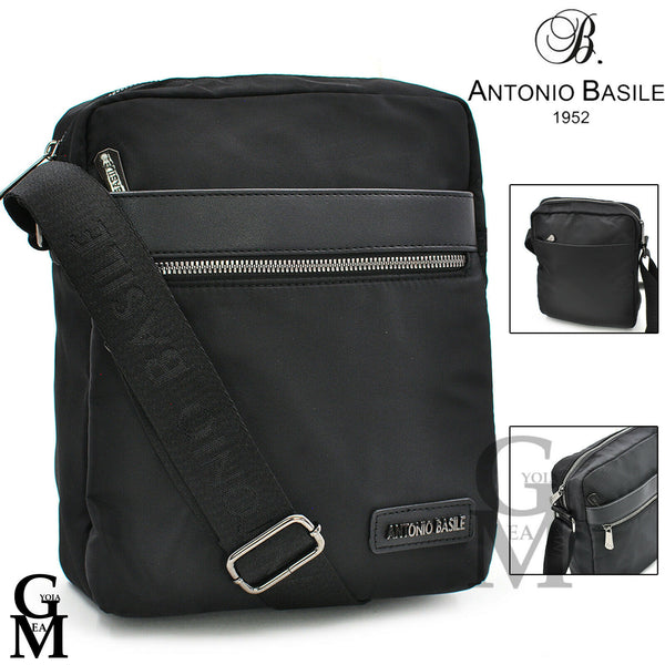 Borsello FIRMATO A. BASILE nero uomo borsa TASCHE 0.1 zip tracolla PICCOLA nylon