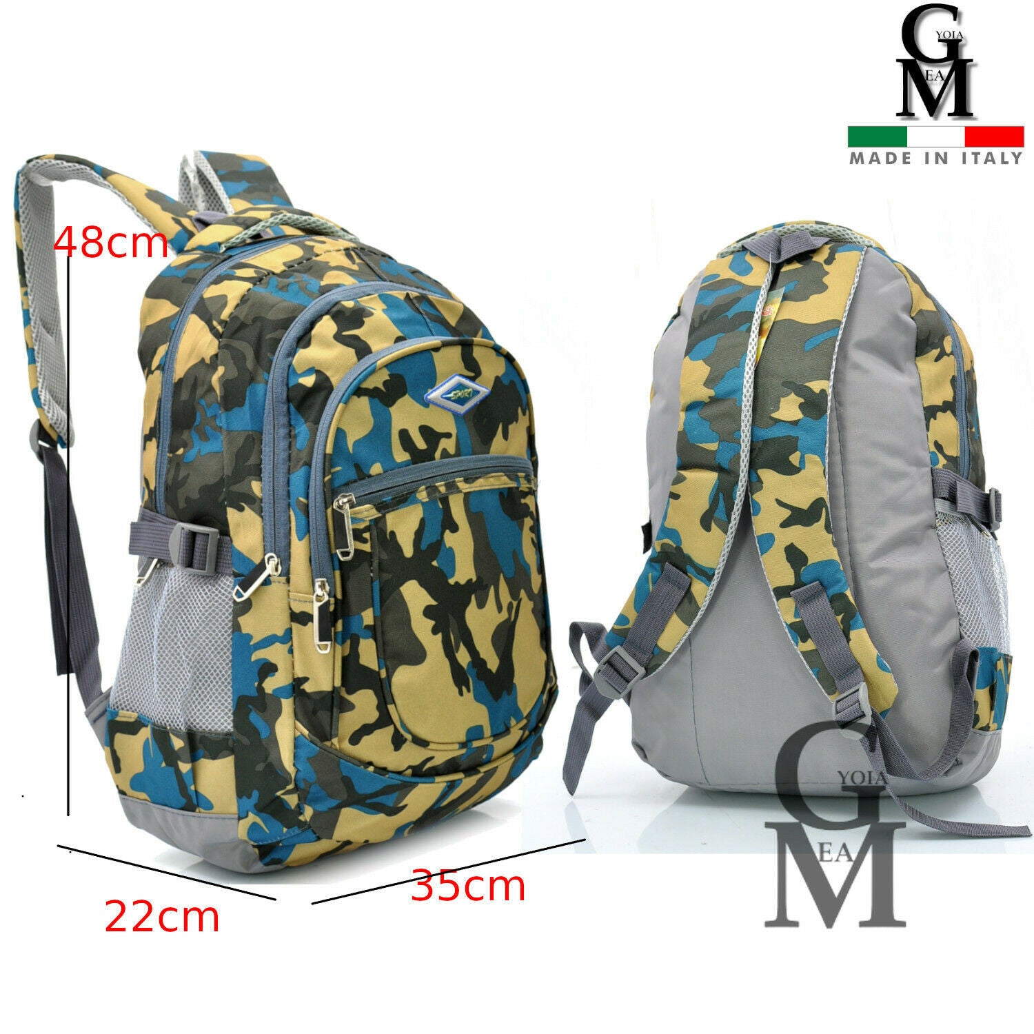 Zaino unisex scuola mimetico militare multi tasche pc moda fantasia superiori pc