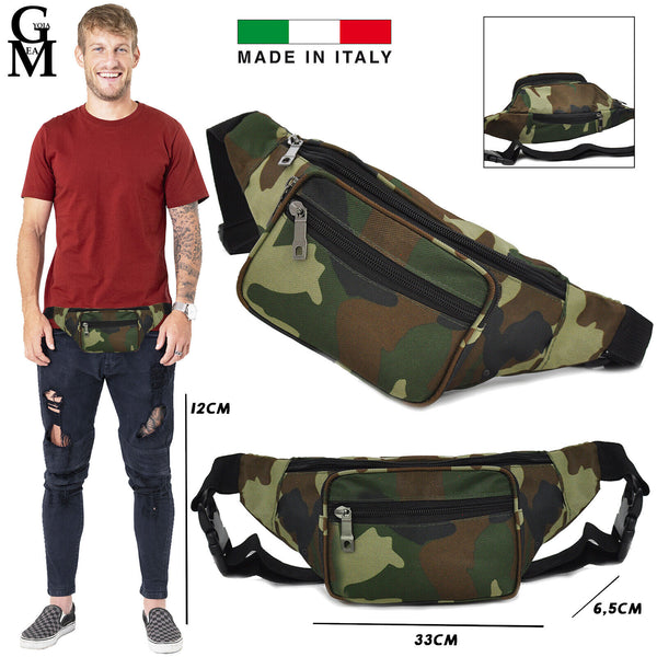 Marsupio uomo mimetico militare vita spalla softair camouflage casual viaggio