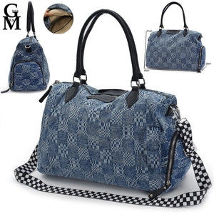 Borsa bauletto grande donna originale grande capiente jeans bagaglio viaggi jeansata viaggiare viaggio passeggio