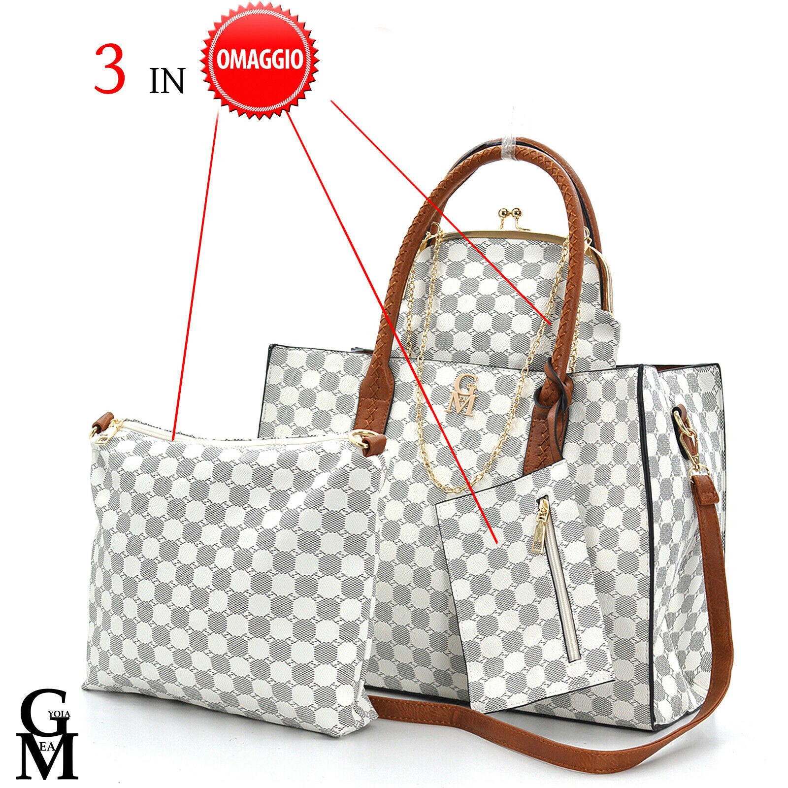 Borsa set originale GM milano shopping 4in1 fantasia pua pelle spalla