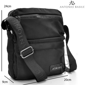 Borsello originale A. BASILE nero uomo borsa capiente zip tracolla PICCOLA nylon