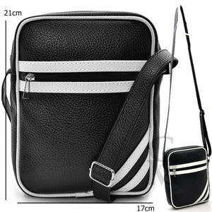 Borsello strisce bianche nero uomo borsa grande piccolo borsellino tracolla zip