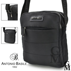 Borsello FIRMATO A. BASILE nero uomo borsa TASCHE 0.1 zip tracolla PICCOLA nylon