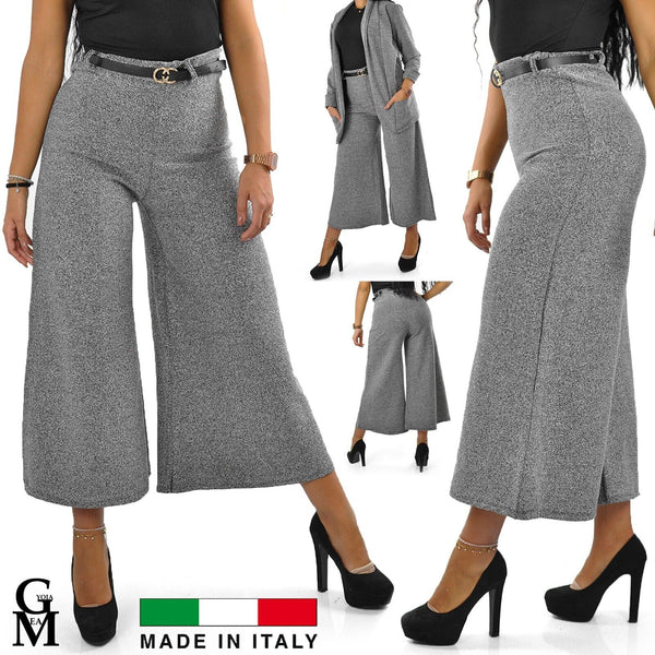 Pantalone pantapalazzo donna morbido largo sale e pepe italy + cintura elegante