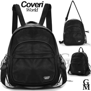 2in1 originale zaino borsa COVERI nero nuovo donna zainetto casual pelle nuovo