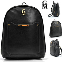 Carica l&#39;immagine nel visualizzatore di Gallery, GM milano Zaino donna zainetto elegante casual pelle nero tasche zip moda casual