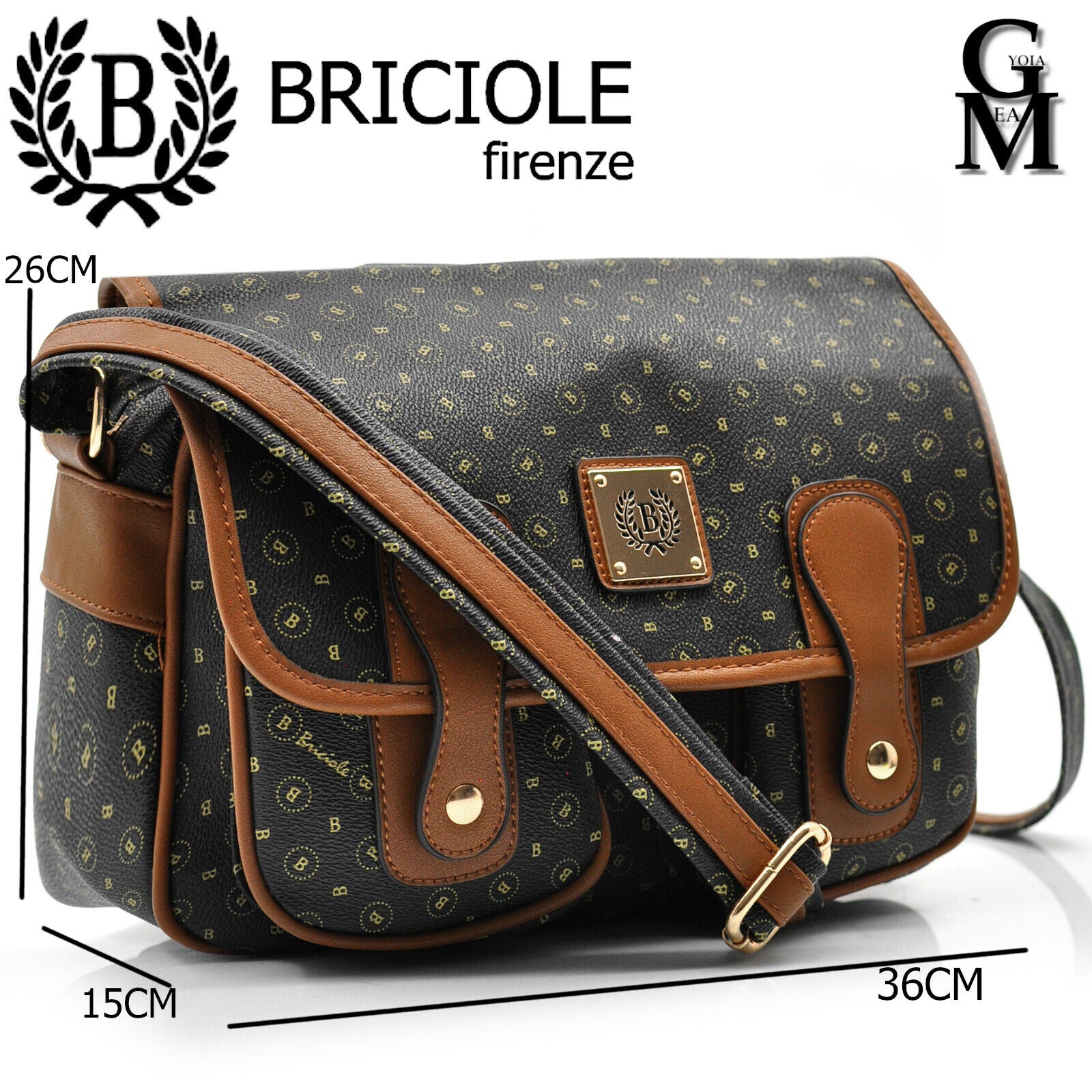 Borsa a tracolla vintage in pelle, piccola, con cerniera, marrone scuro, tracolla regolabile, tasche esterne - Italia