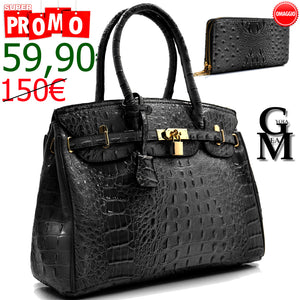 GM borsa donna lucchetto pelle coccodrillo squamata rigida bauletto serpente