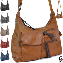 Carica l&#39;immagine nel visualizzatore di Gallery, Borsa GM zip tracolla tasche moda donna nuova vintage pelle capiente postina new